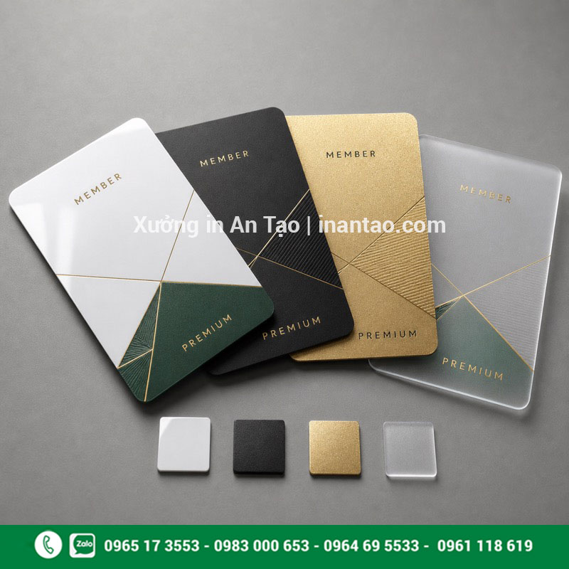 So sánh bề mặt thẻ nhựa PVC bóng mờ nhũ và trong