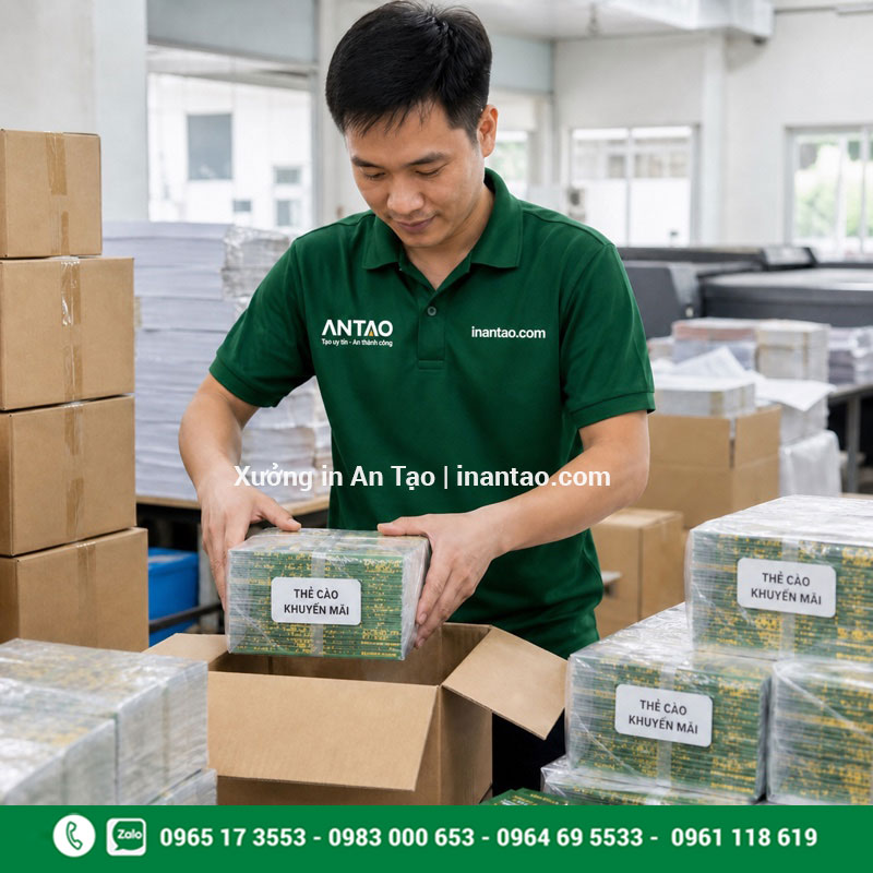Đóng gói và giao thẻ cào Đóng gói thẻ cào khuyến mãi tại xưởng