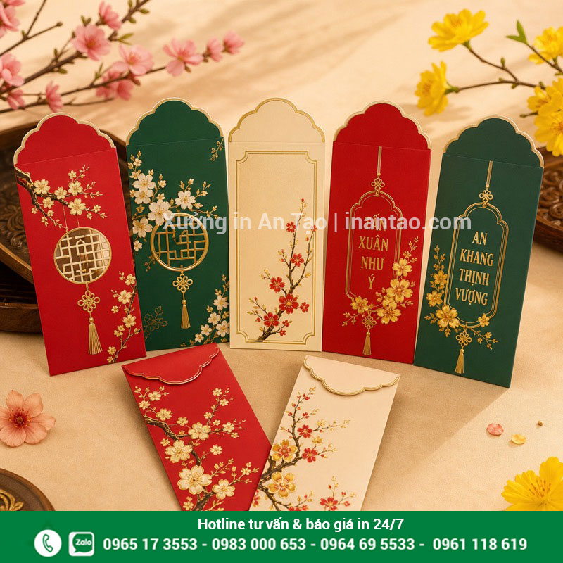 In bao lì xì đẹp theo nhận diện thương hiệu Mẫu in bao lì xì theo yêu cầu hoàn thiện tại intemgiay.net