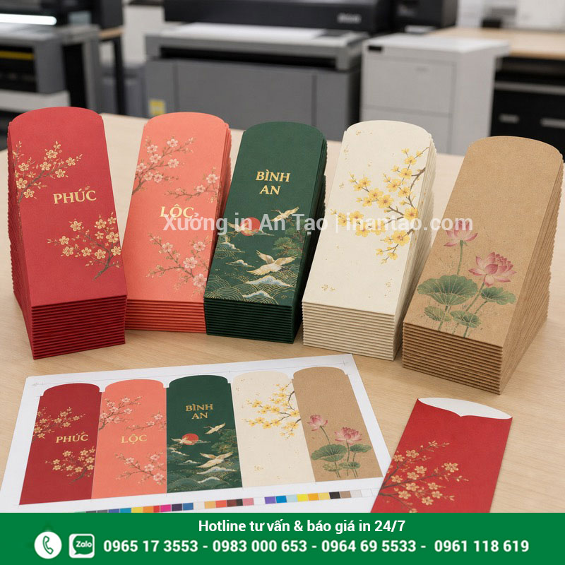 In bao lì xì số lượng ít có duyệt mẫu In bao lì xì số lượng ít nhiều mẫu tại intemgiay.net