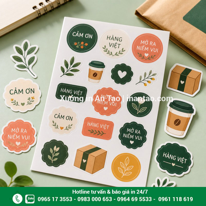 Tờ in decal sticker bế theo hình hoàn chỉnh