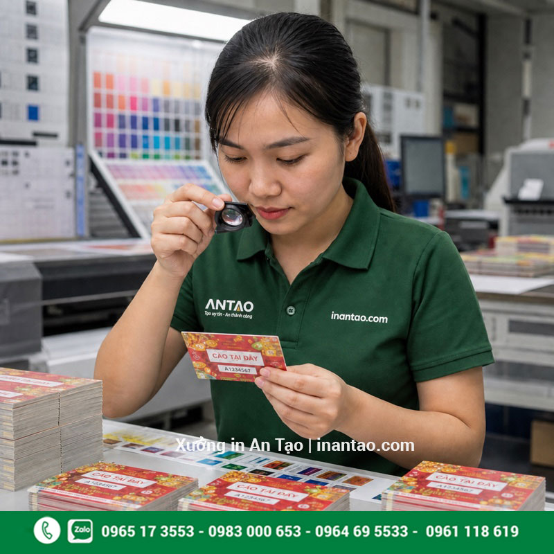 Kiểm tra chất lượng in thẻ cào Nhân viên Việt Nam kiểm tra chất lượng thẻ cào