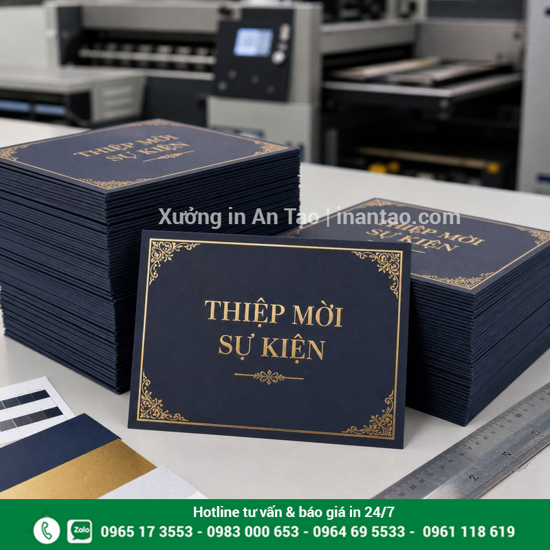 Kiểm tra thành phẩm thiệp mời trước khi giao Kiểm tra lô thành phẩm thiệp mời event tại xưởng in