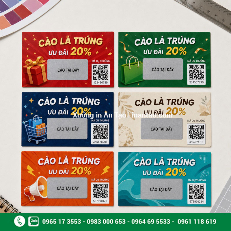 Mẫu in thẻ cào khuyến mãi đẹp Các mẫu in thẻ cào khuyến mãi nhiều màu sắc