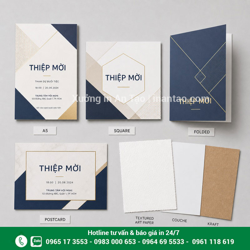 Chọn quy cách khi in thiệp theo yêu cầu Các quy cách in thiệp theo yêu cầu và mẫu giấy phổ biến