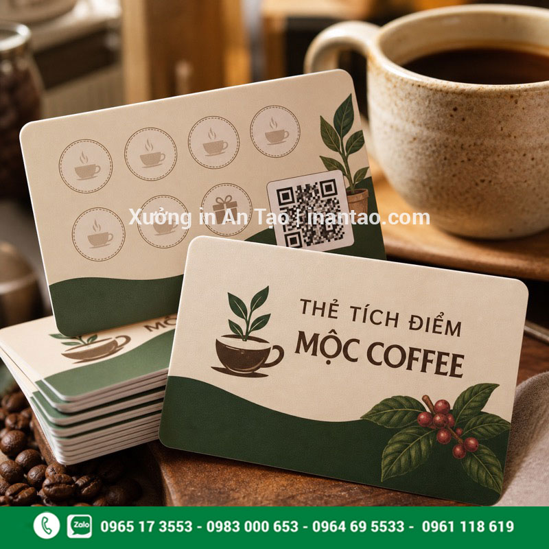 Thẻ nhựa tích điểm in QR cho quán cà phê