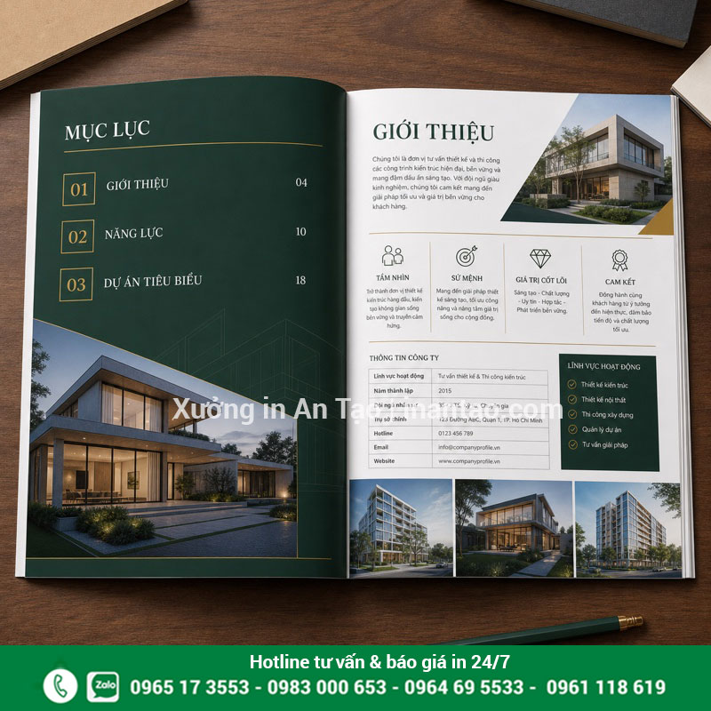 Cấu trúc trang in hồ sơ năng lực công ty dễ đọc