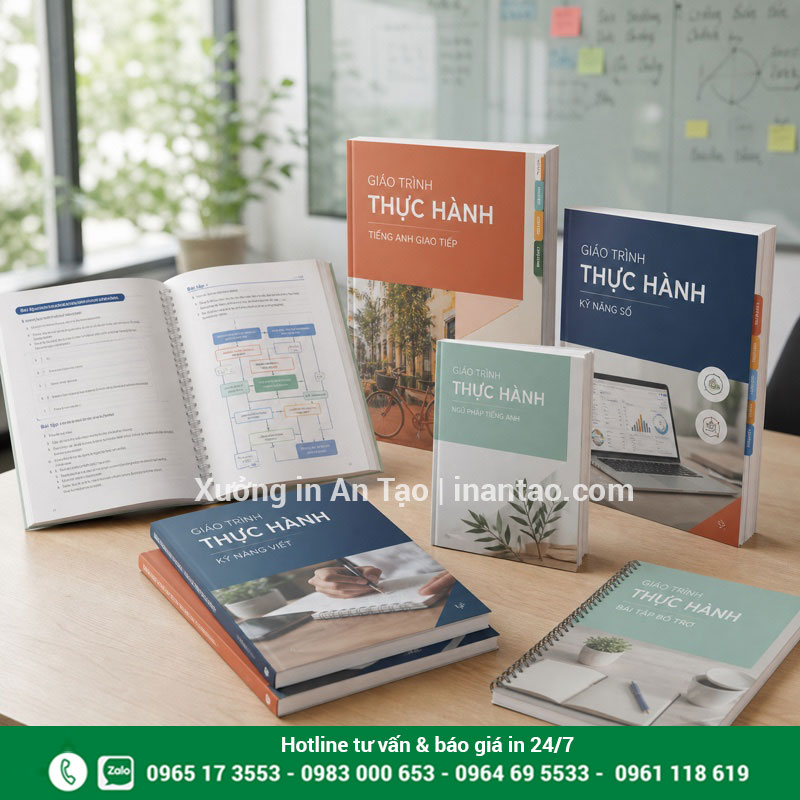 Mẫu in giáo trình thực hành đóng keo và lò xo