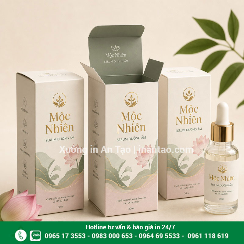 Mẫu in hộp giấy mỹ phẩm nắp gài hoàn thiện