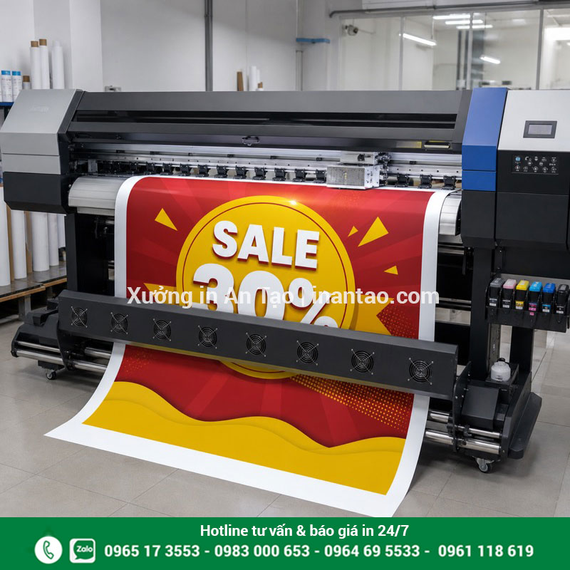 Máy khổ lớn đang in poster lấy liền tại xưởng