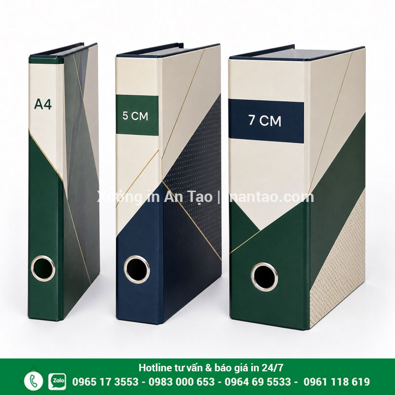 Kích thước bìa còng A4 phổ biến So sánh kích thước bìa còng A4 với gáy 5 cm và 7 cm