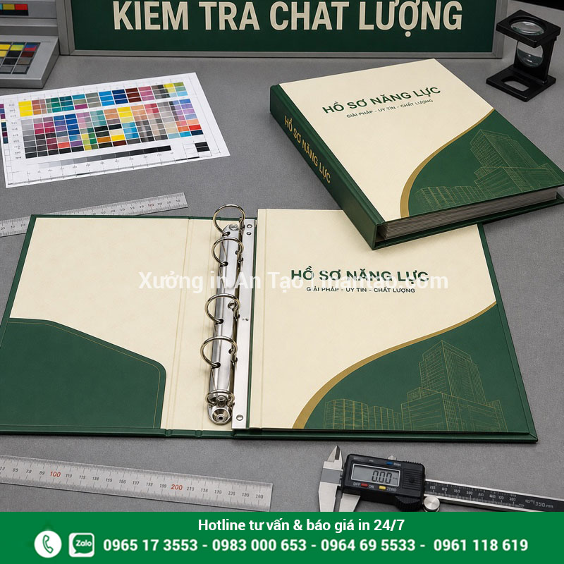 Kiểm tra chất lượng bìa còng trước khi đóng gói Kiểm tra màu sắc kích thước và bộ còng của bìa còng thành phẩm