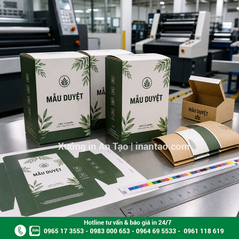 Kiểm tra mẫu duyệt và thành phẩm tại xưởng in hộp giấy